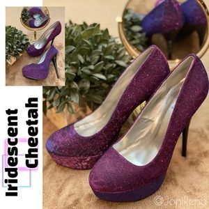 😍Purple IRIDESCENT Cheetah Pumps! SIZE 7😍